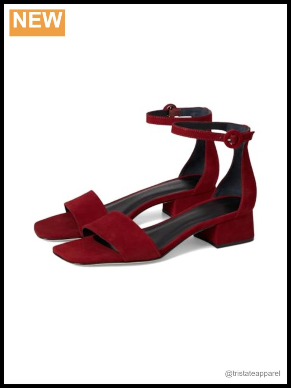 Suede Slide Heeled Sandals with Ankle Strap and Block Heel, Open Toe, Buckle